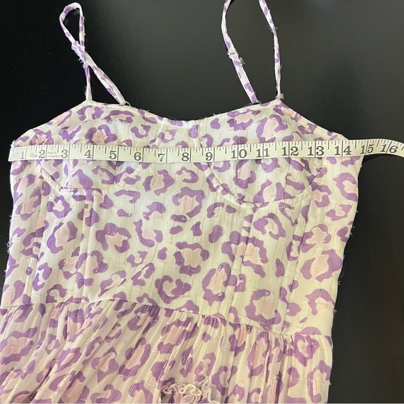 Rococo Sand Avana Midi ruffled corset dress, high low hem, leopard print, sz M - Picture 16 of 17